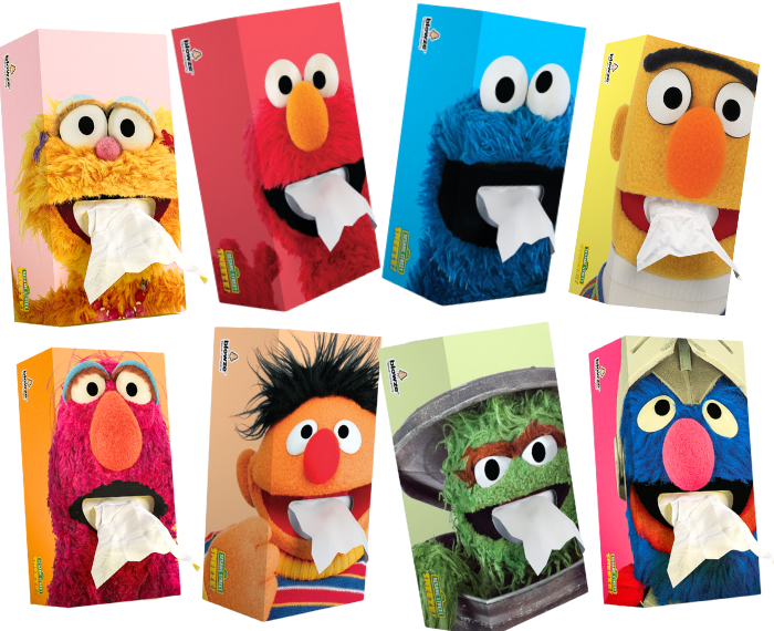 Sesame Street SNEEZE Tissues - Surprise Box Designs --
